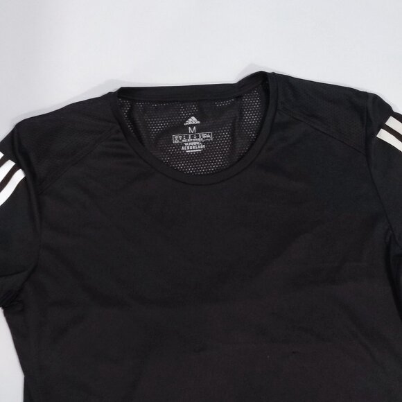 Adidas aeroready active wear running short black 3 white stripes girl's size M - Picture 2 of 11